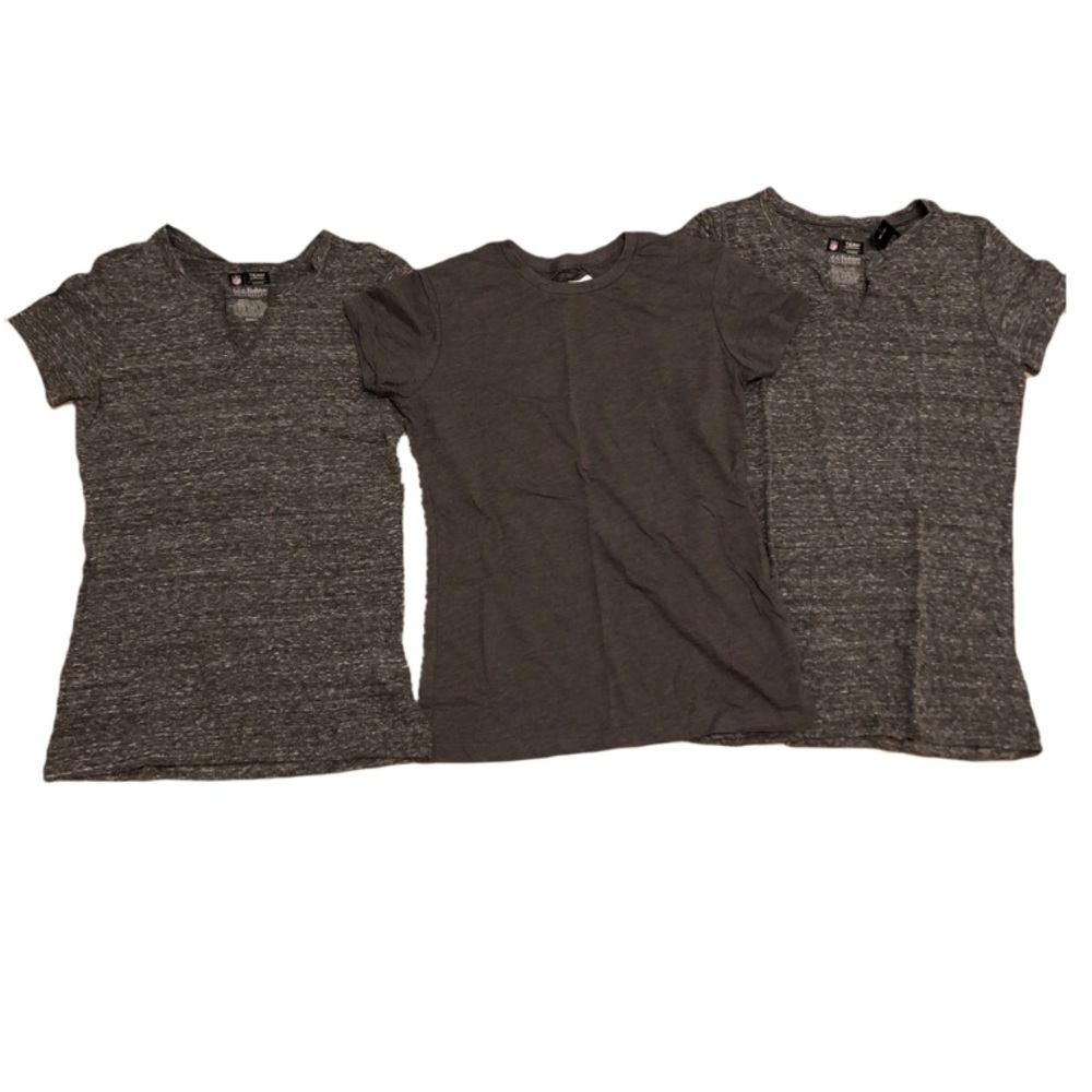 Three NFL T-Shirts, Sizes: Medium, Small, Large (Left to Right), Gray